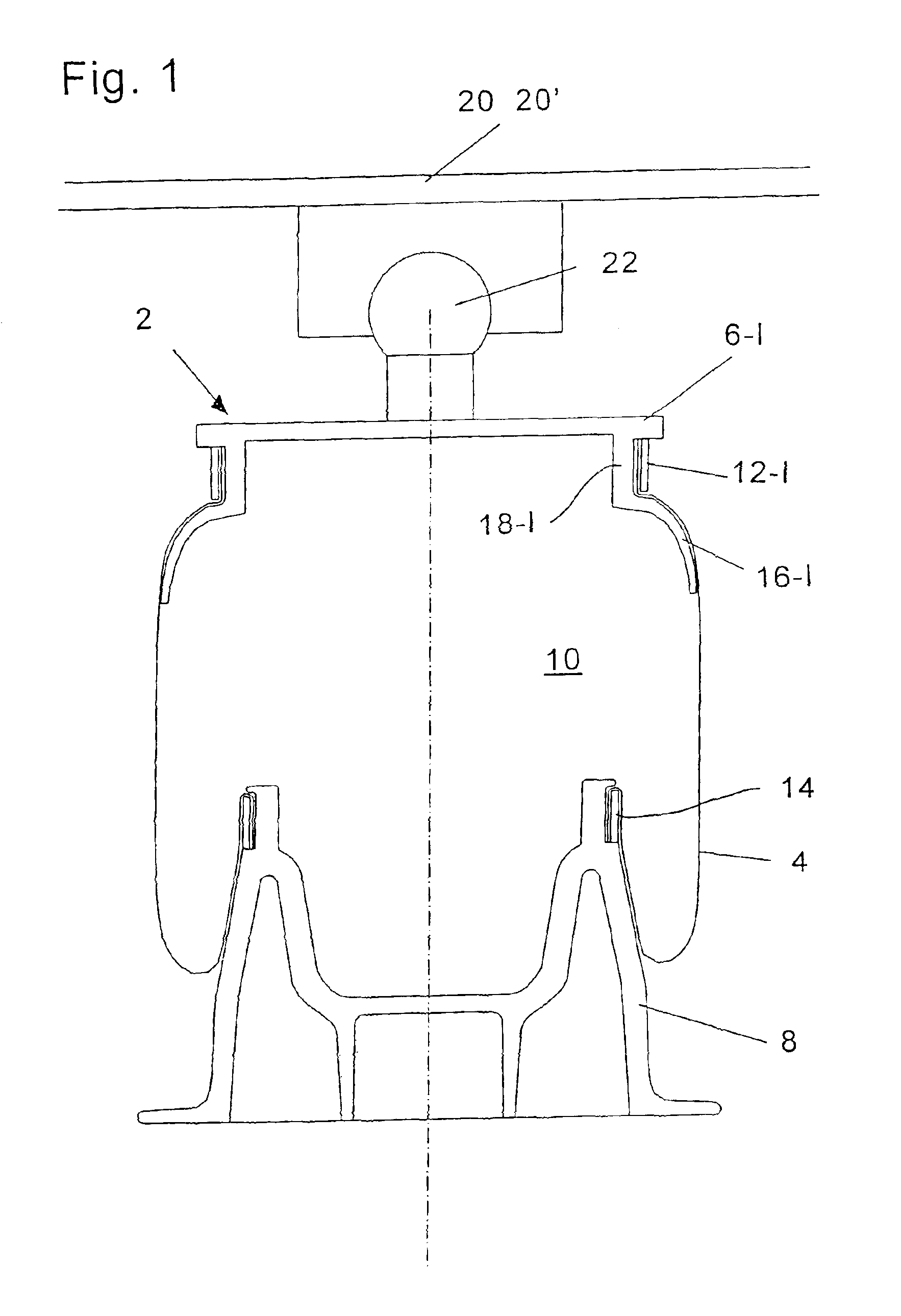 Rolling-lobe air spring having a support bell