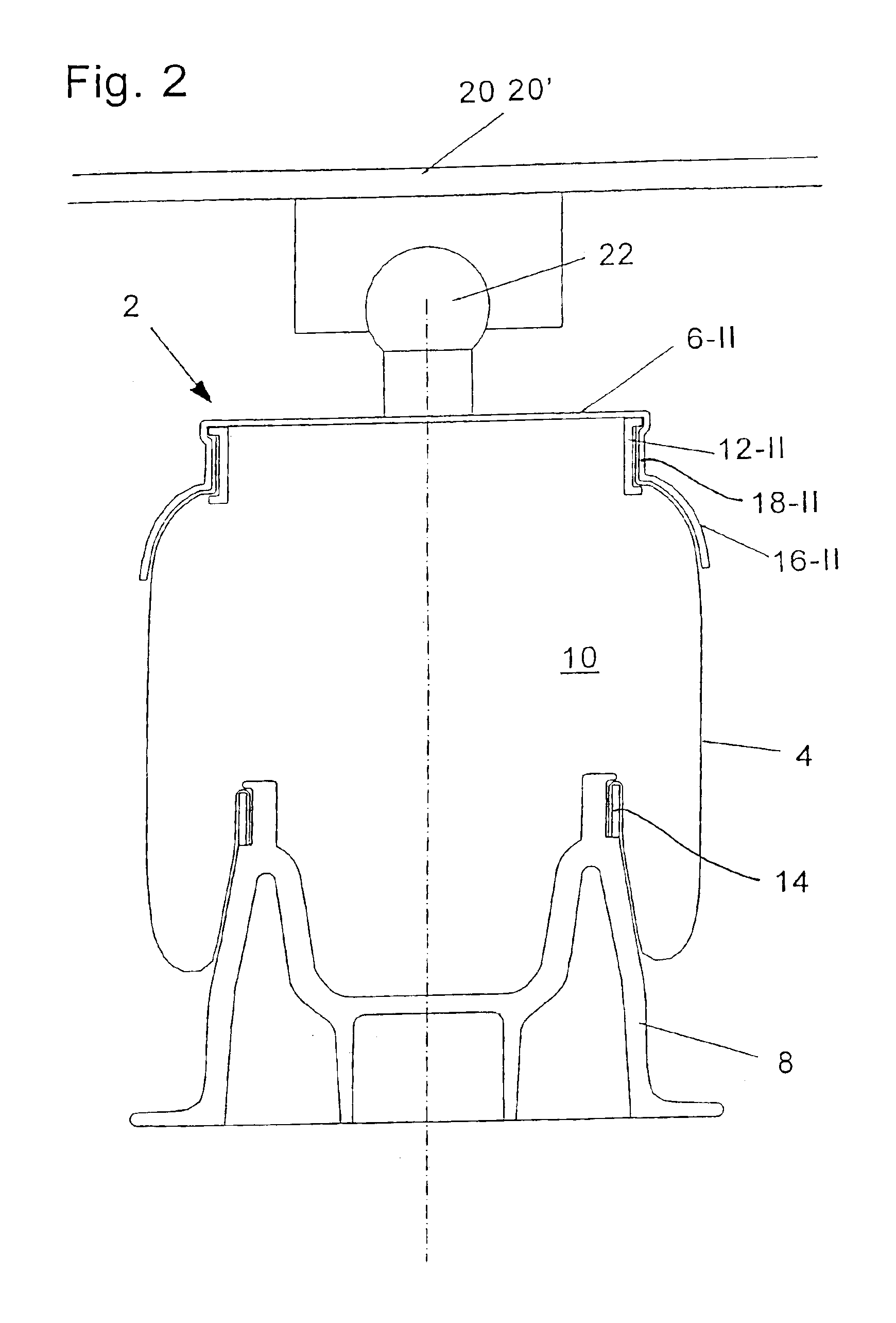 Rolling-lobe air spring having a support bell