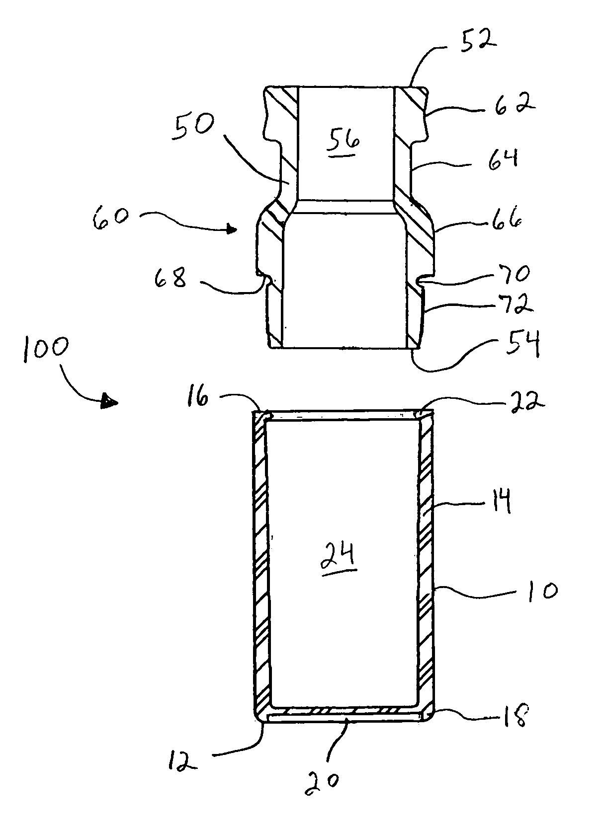 Two-piece seal vial assembly