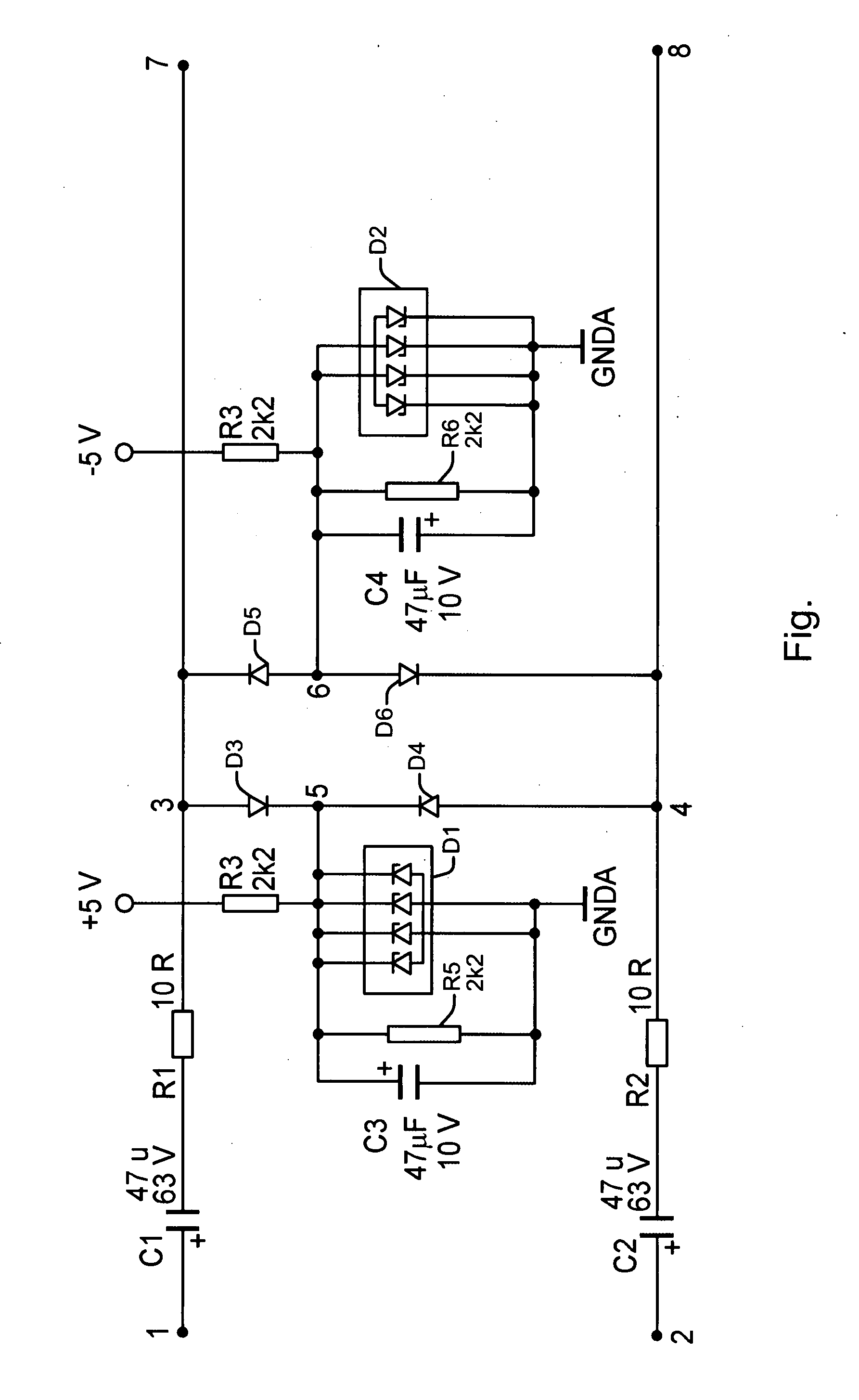 Protection circuit for an input stage, and respective circuit arrangement