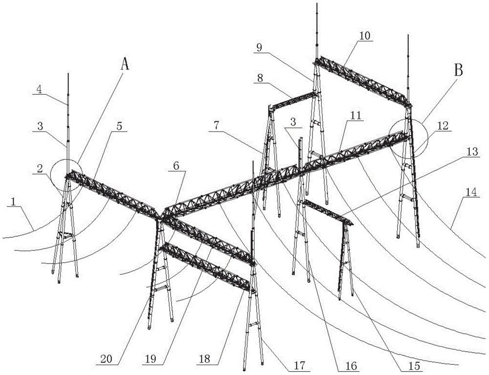 Combined framework pillar for 500kV transformer substation and mounting method of combined framework pillar