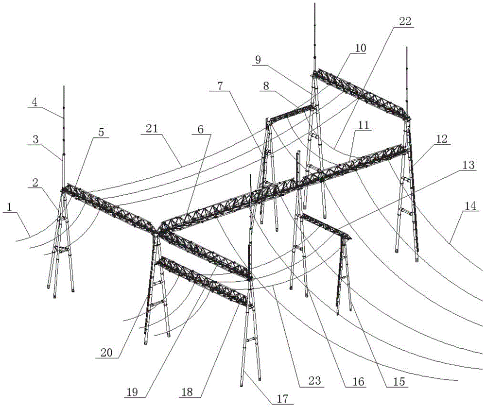 Combined framework pillar for 500kV transformer substation and mounting method of combined framework pillar