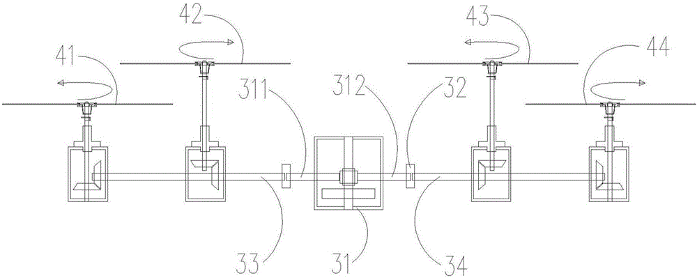 Oil-drive transverse type four-rotor agricultural plant protection unmanned helicopter