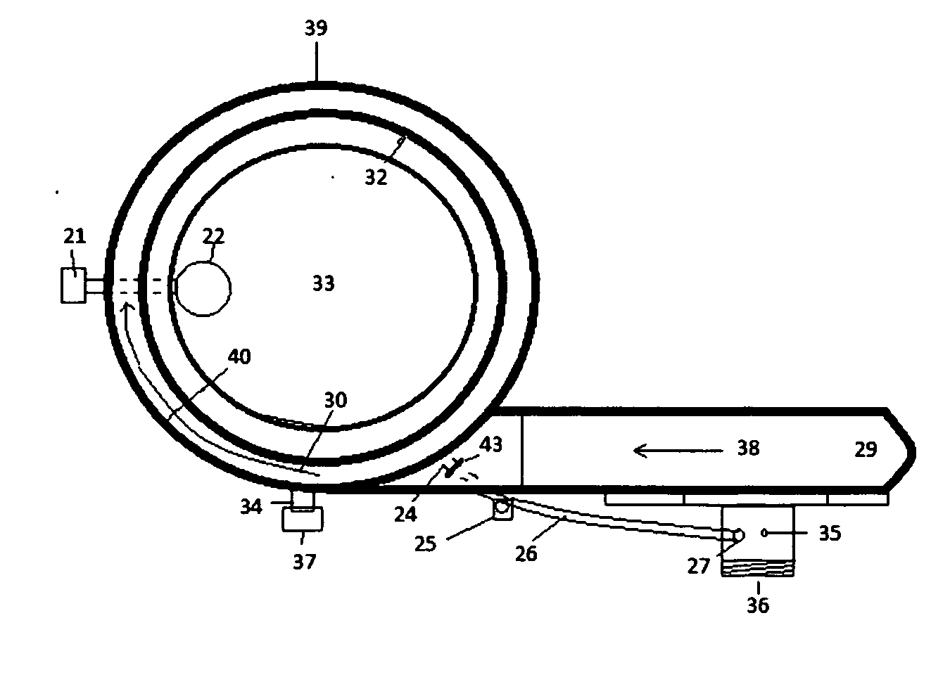 Open top liquid/gas cyclone separator tube and process for same