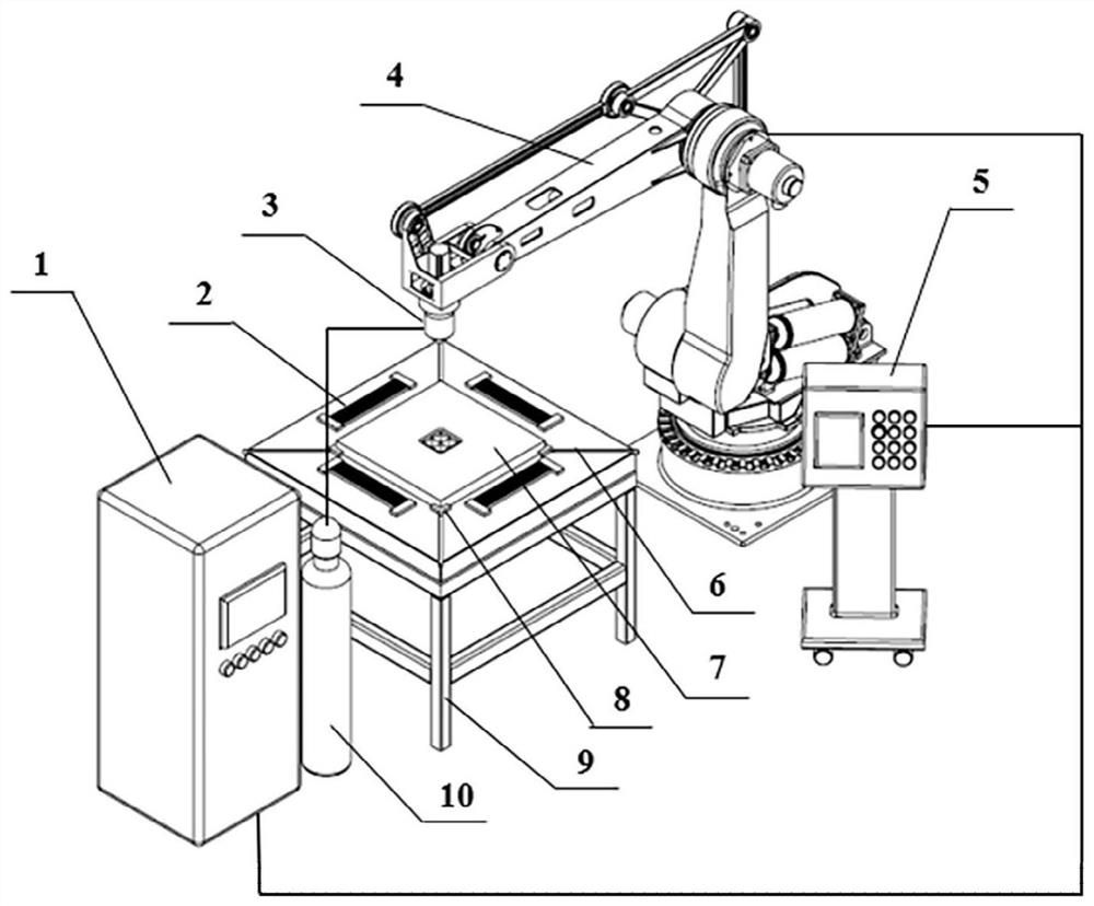 Device and method for preparing metal surface microarray through ultrasonic energy field assisted laser rapid melting