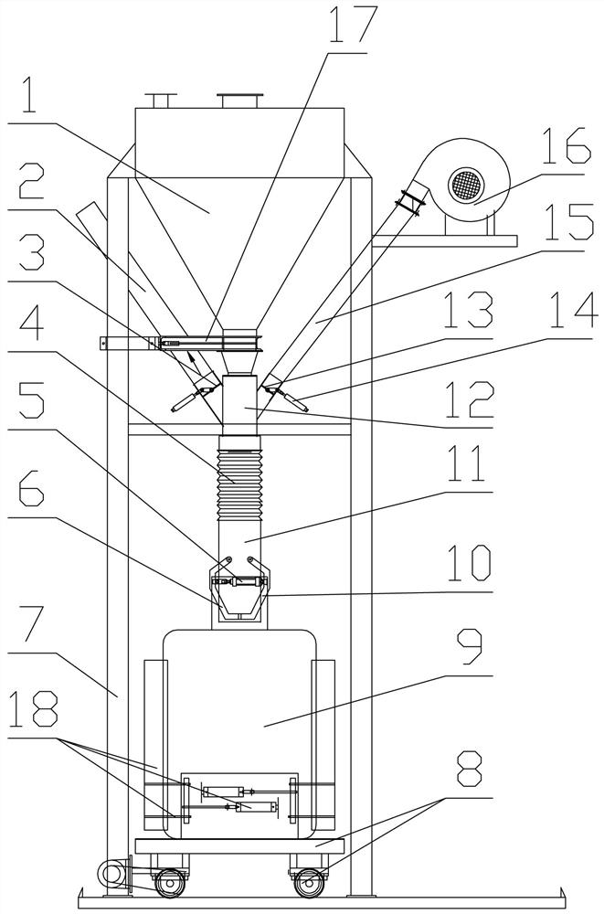 Ton bag filling device with bag holding and bulging mechanism