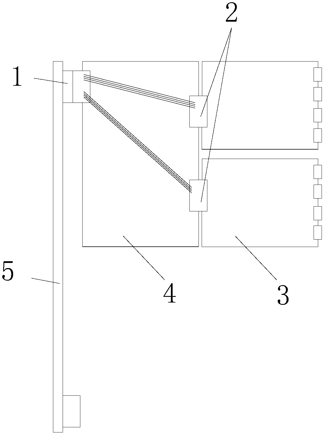 Large-scale video matrix switching board and video processing board connection structure