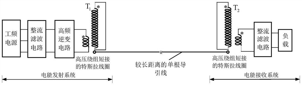 A single-wire power transmission system based on Tesla high-voltage coil short circuit