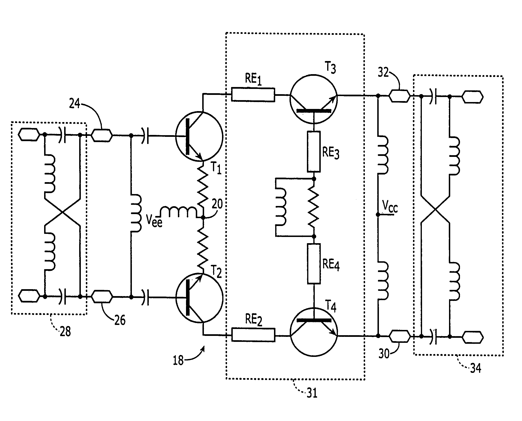 SiGe differential cascode amplifier with miller effect resonator
