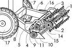 Grain combine harvester material feeding system and splitting treatment method