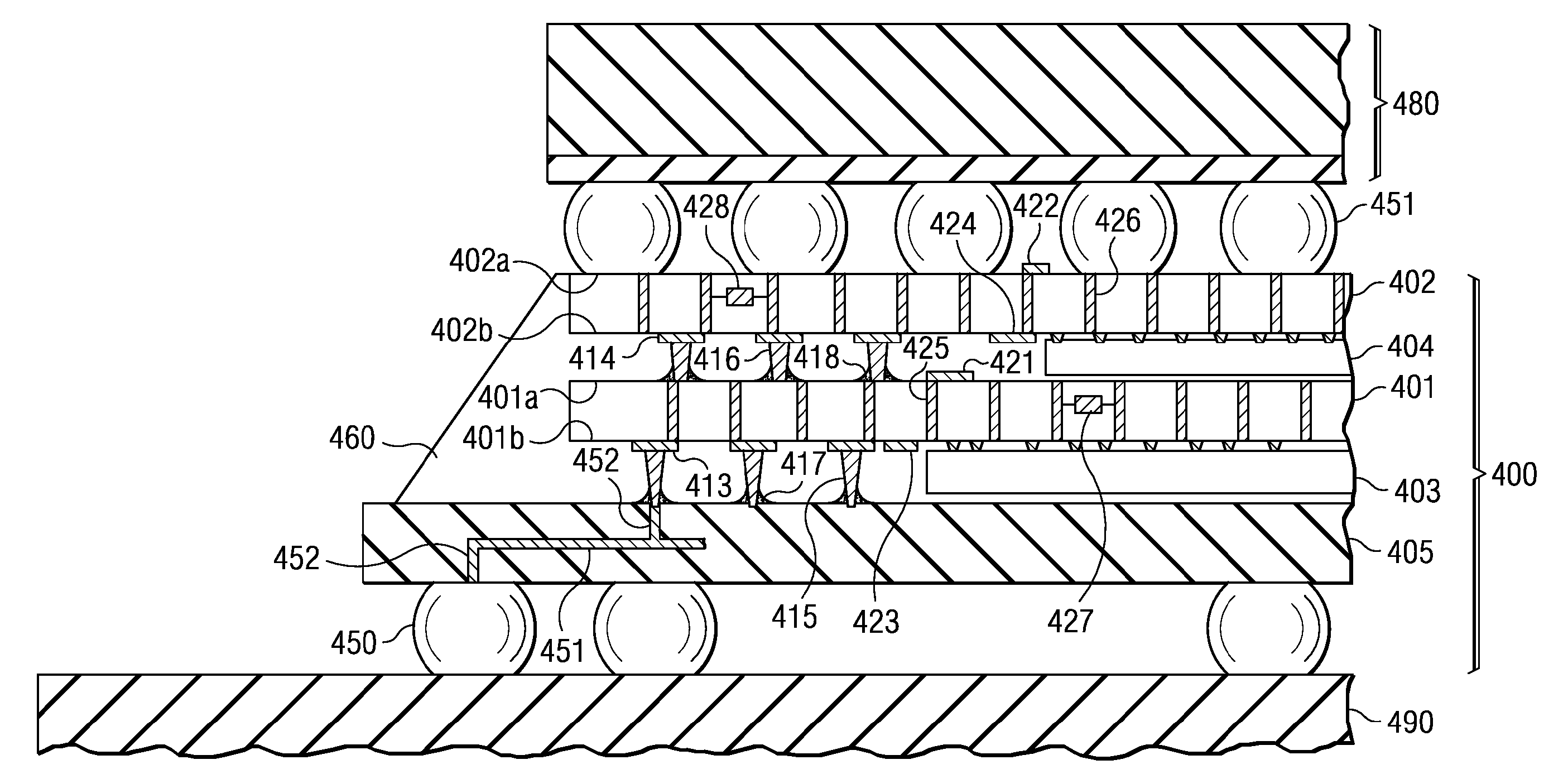 Packaged system of semiconductor chips having a semiconductor interposer