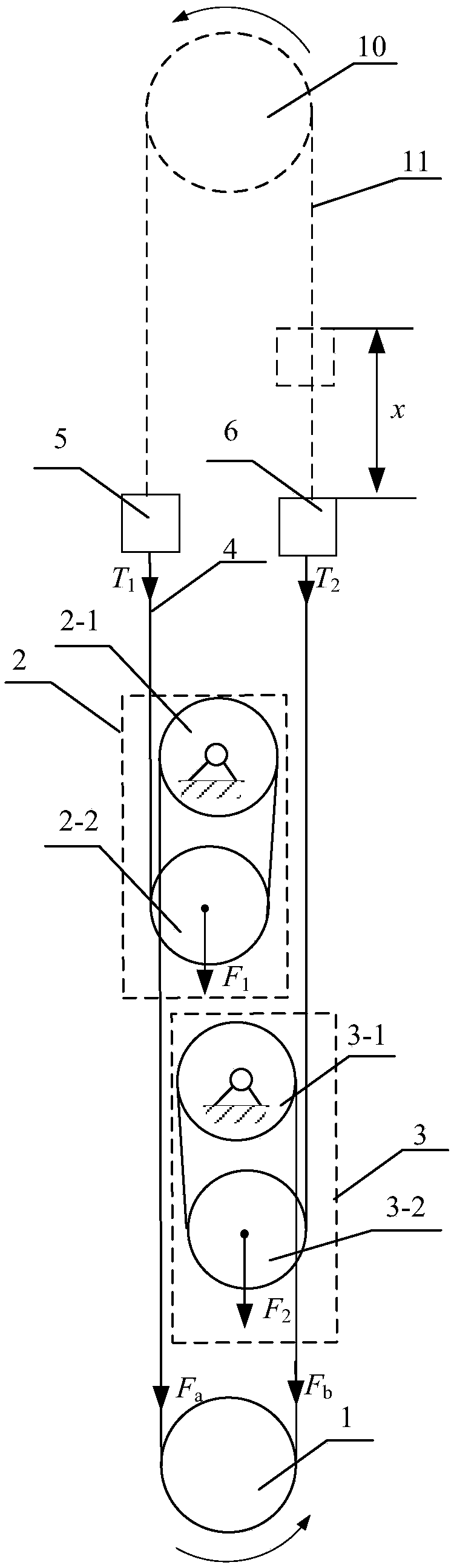 Tension adjusting mechanisms on two sides of tensioning rope system traction system and adjusting method thereof