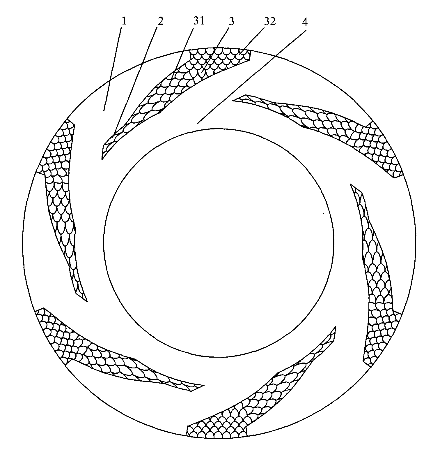 Gas end surface sealing structure with three-dimensional feather-like textured bottom shaped grooves