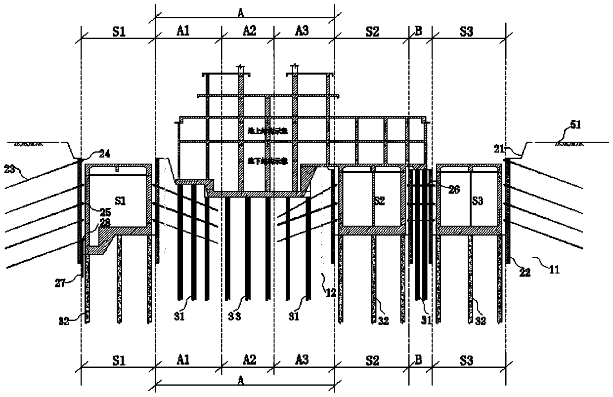 Construction method for foundation pit group and foundation pile group