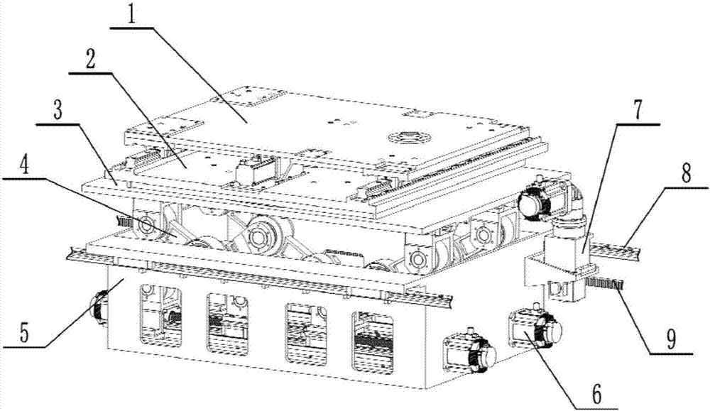 Six-axis attitude adjusting platform for installation for complete set of engine for aircraft engines