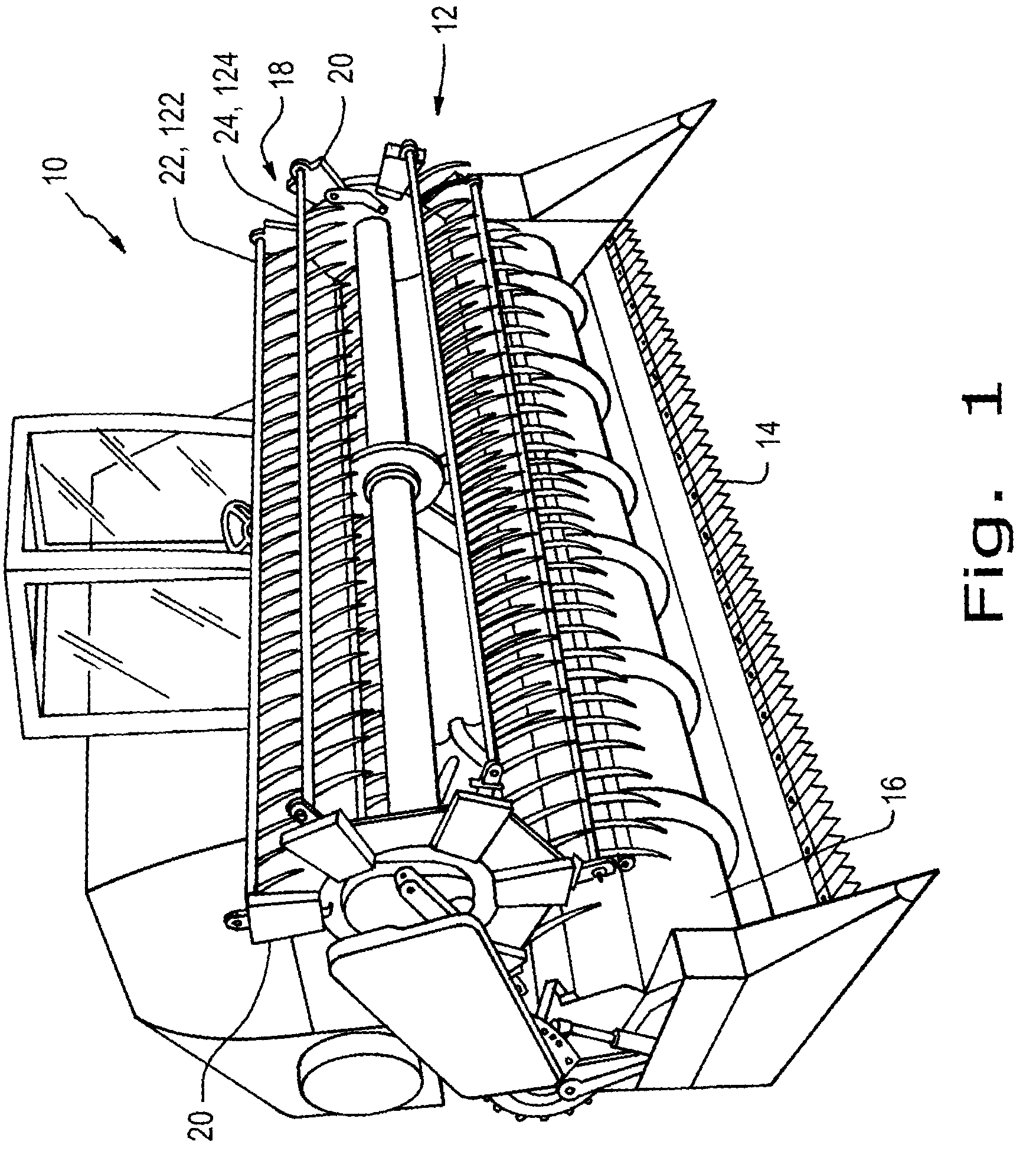 Harvester header bat reel assembly tensioning member