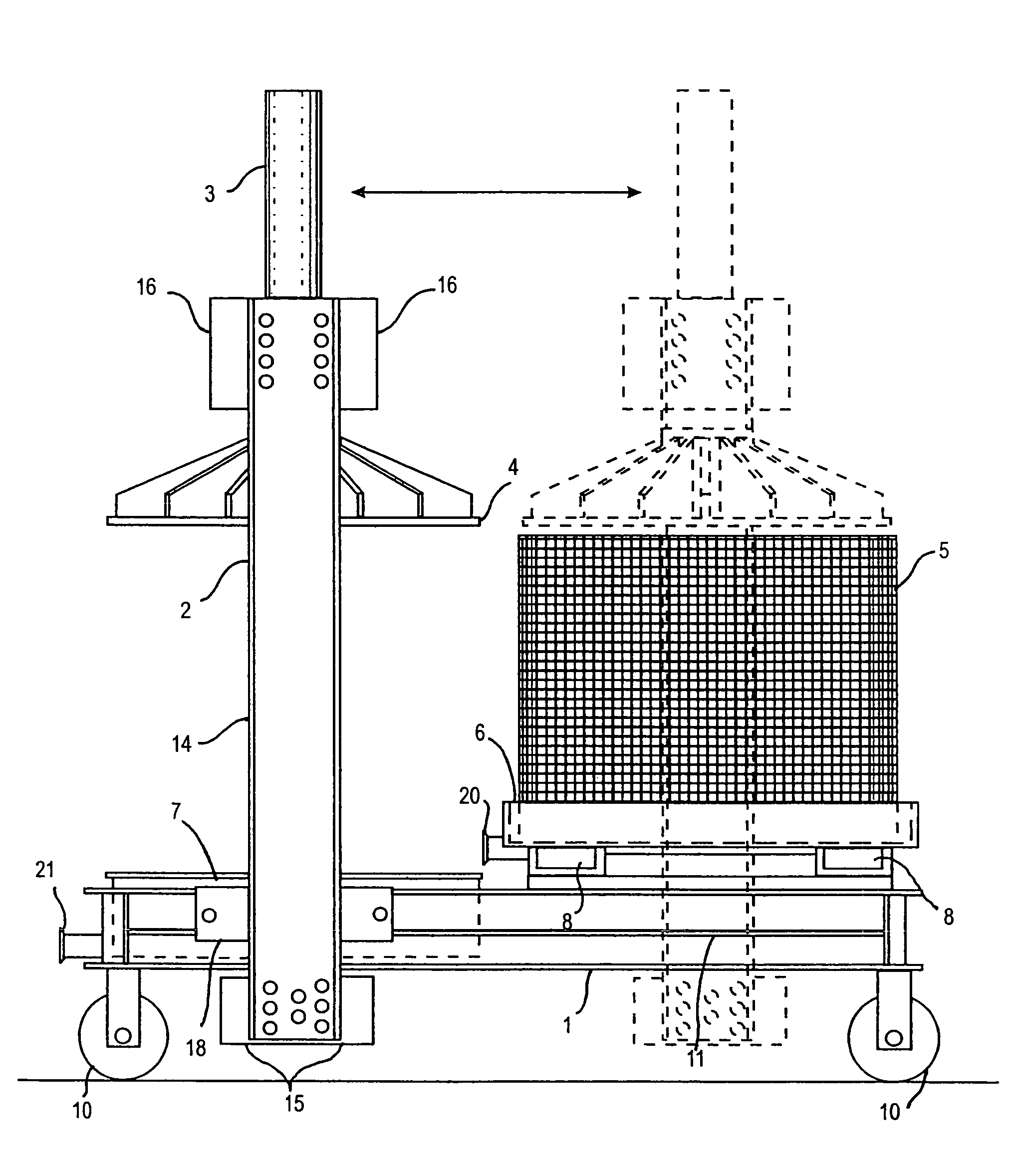 Horizontally positionable vertical wine press