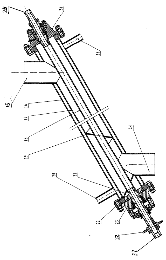 Z-shaped tower type highly-efficient dry sand cooling device with internal water-cooled tube and external water-cooled tube