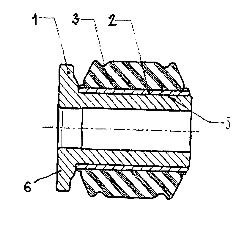 Rubber bearing for chassis parts in motor vehicles