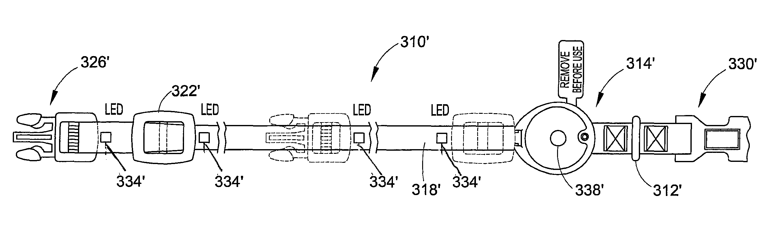 Lighted animal restraint with break prevention feature