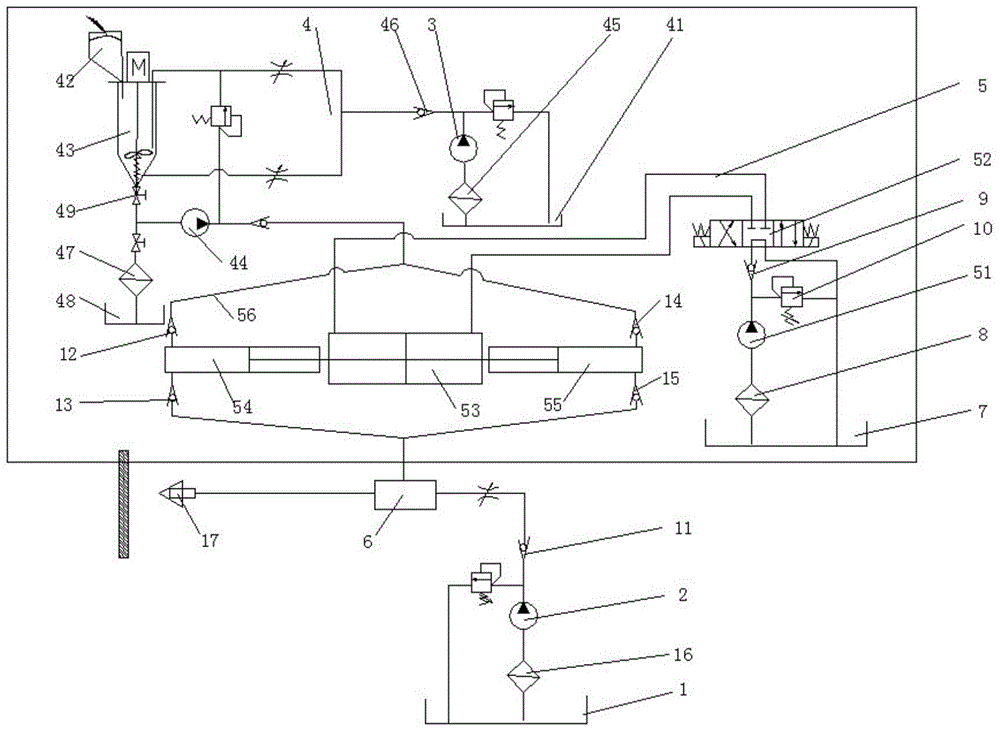 Front mixing grinding material jet-flow continuous feeding system