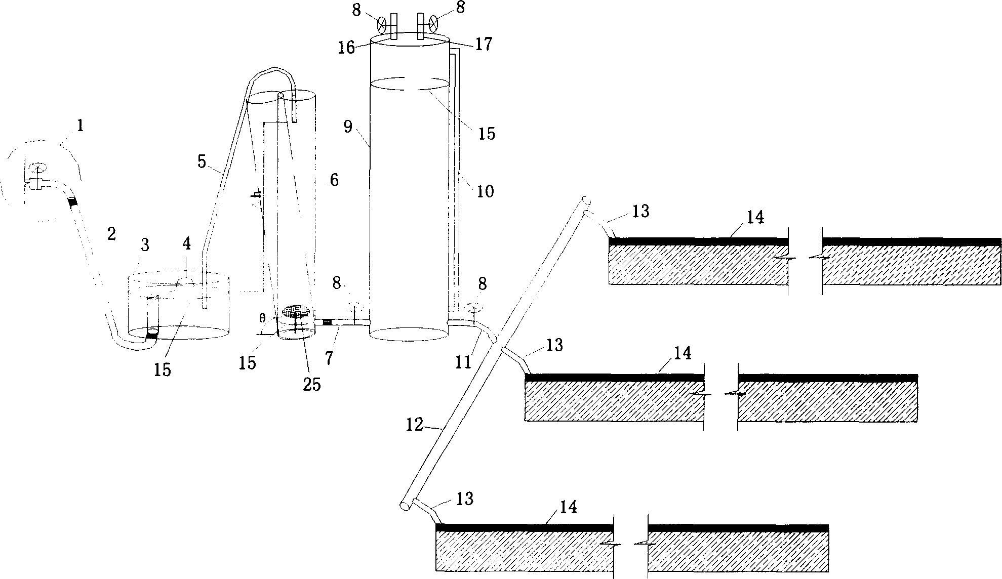 Negative pressure water head irrigation system