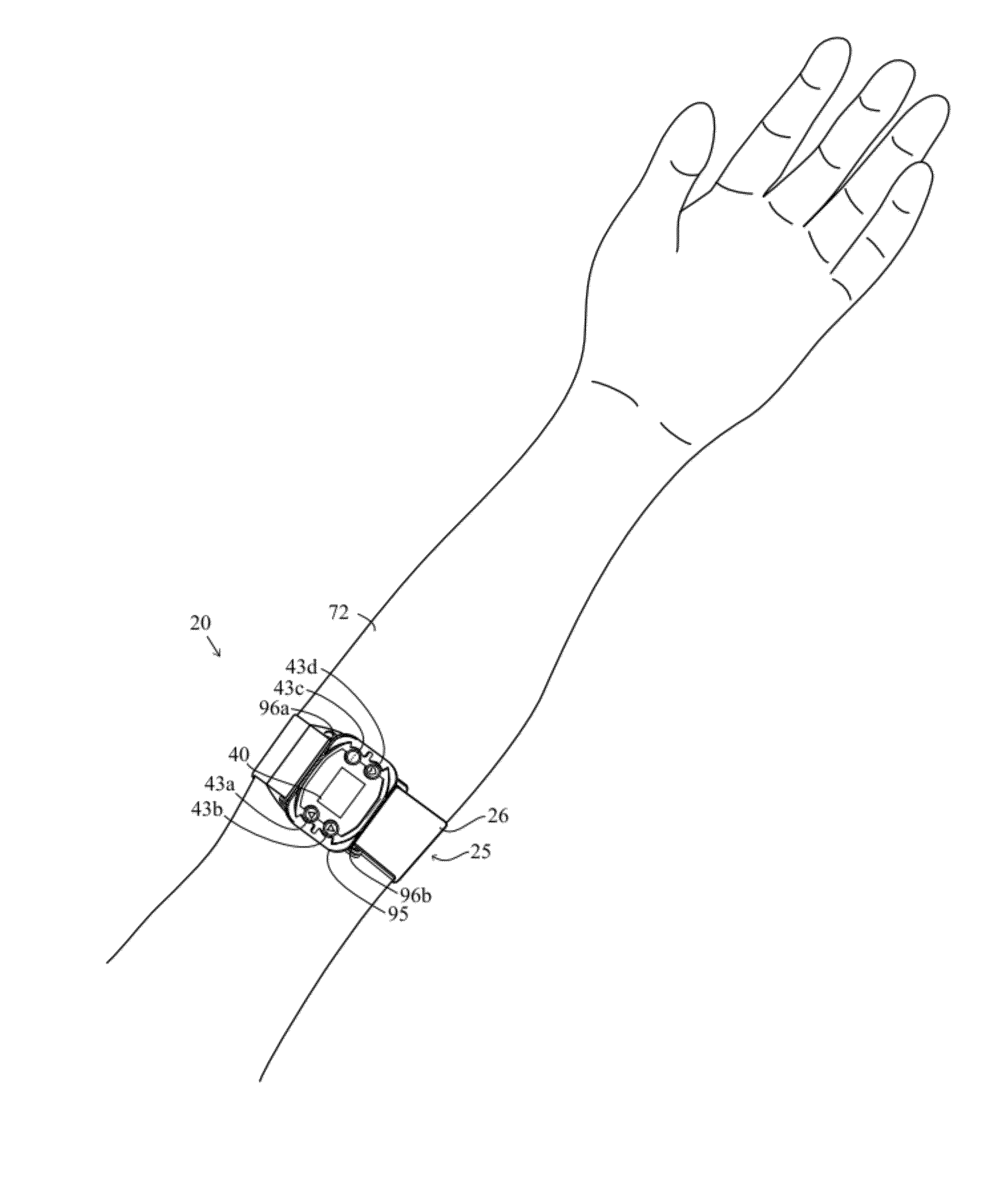 Monitoring device with an accelerometer, method and system