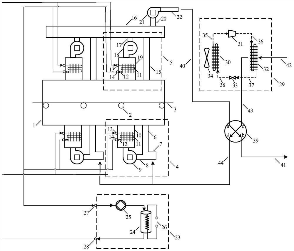 Lithium battery pole piece coating machine drying system using heat pump heat recovery and barrel pump circulation