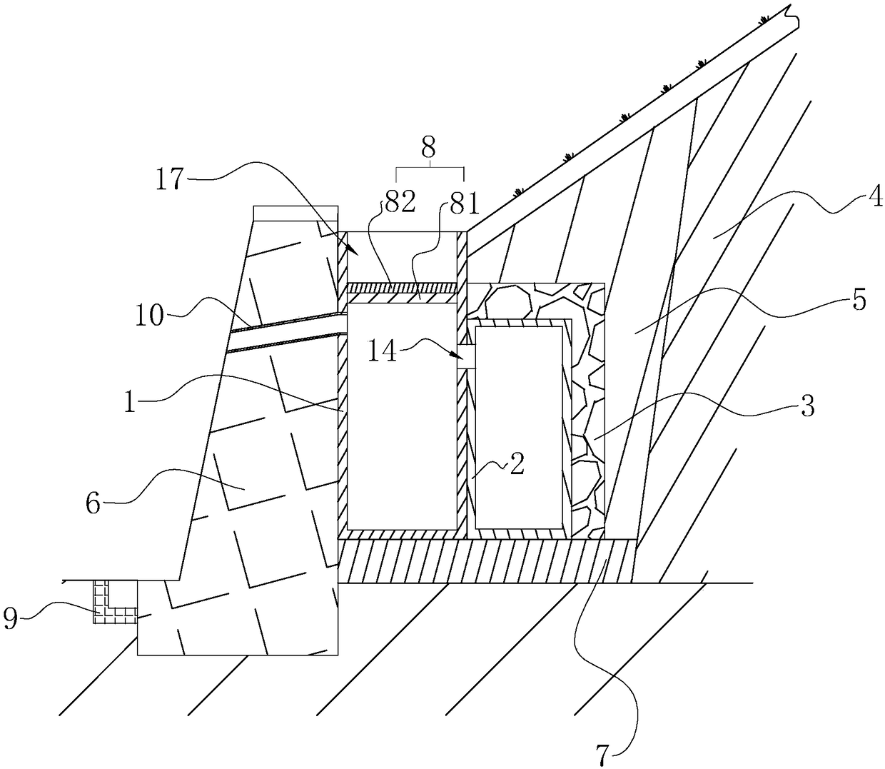 Water circulation system for side slope green restoration and construction method