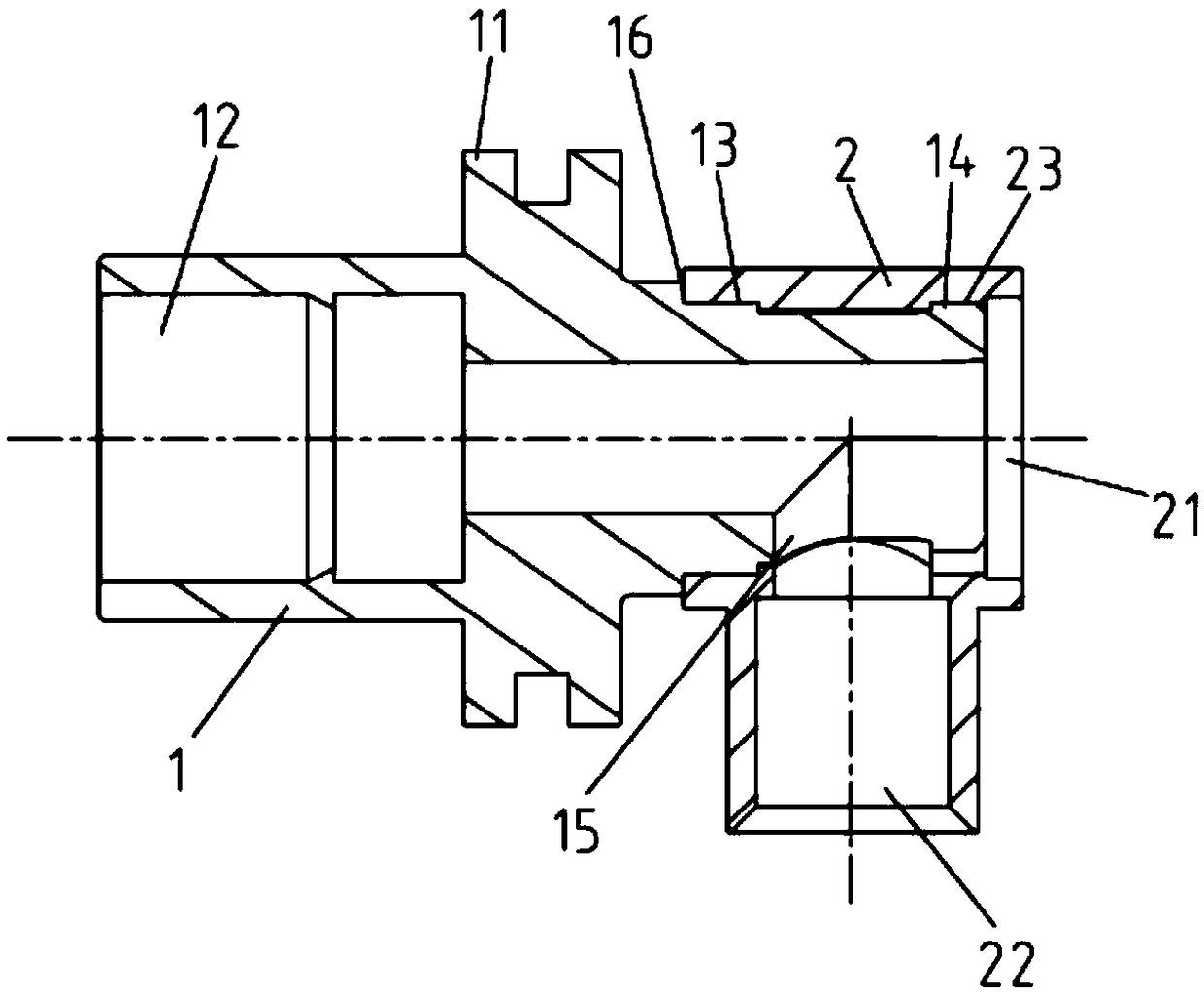 Bent RF connector housing