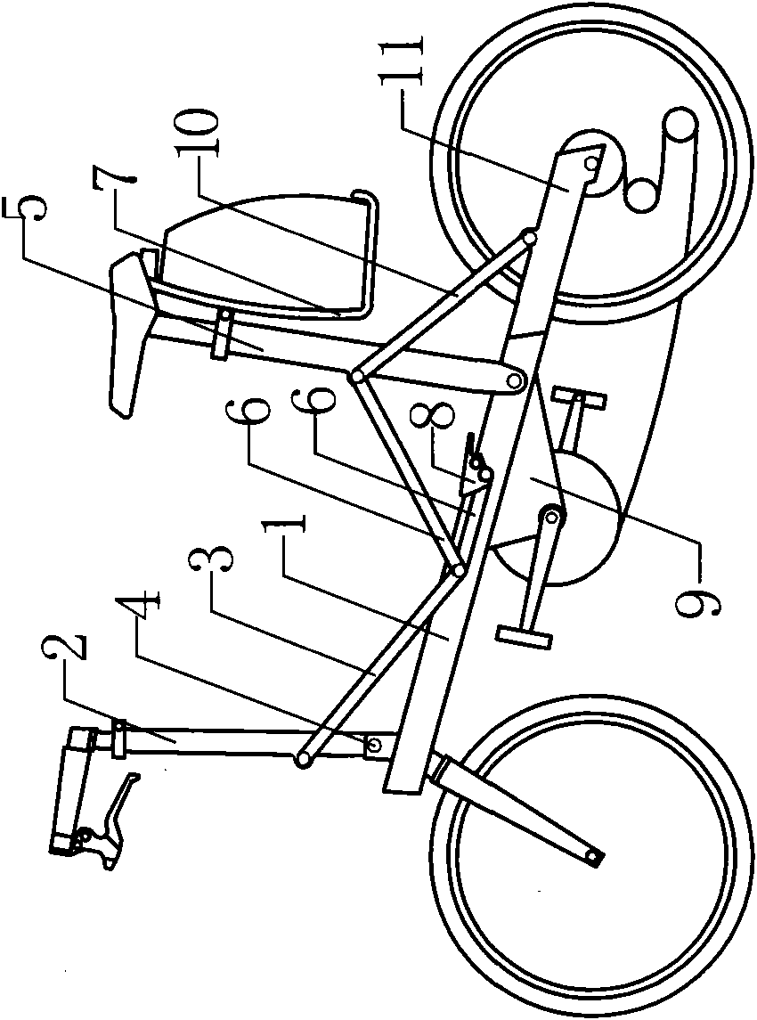 Riding-seating dual-purpose bicycle with variable posture and wheel base