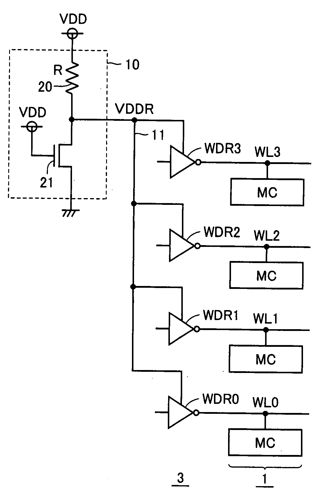 Semiconductor memory device comprising a plurality of static memory cells