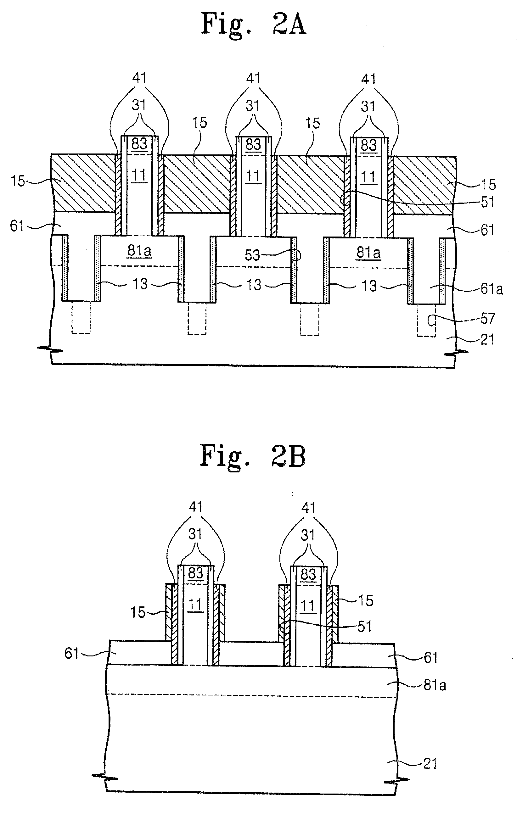 Methods of forming a semiconductor device including buried bit lines