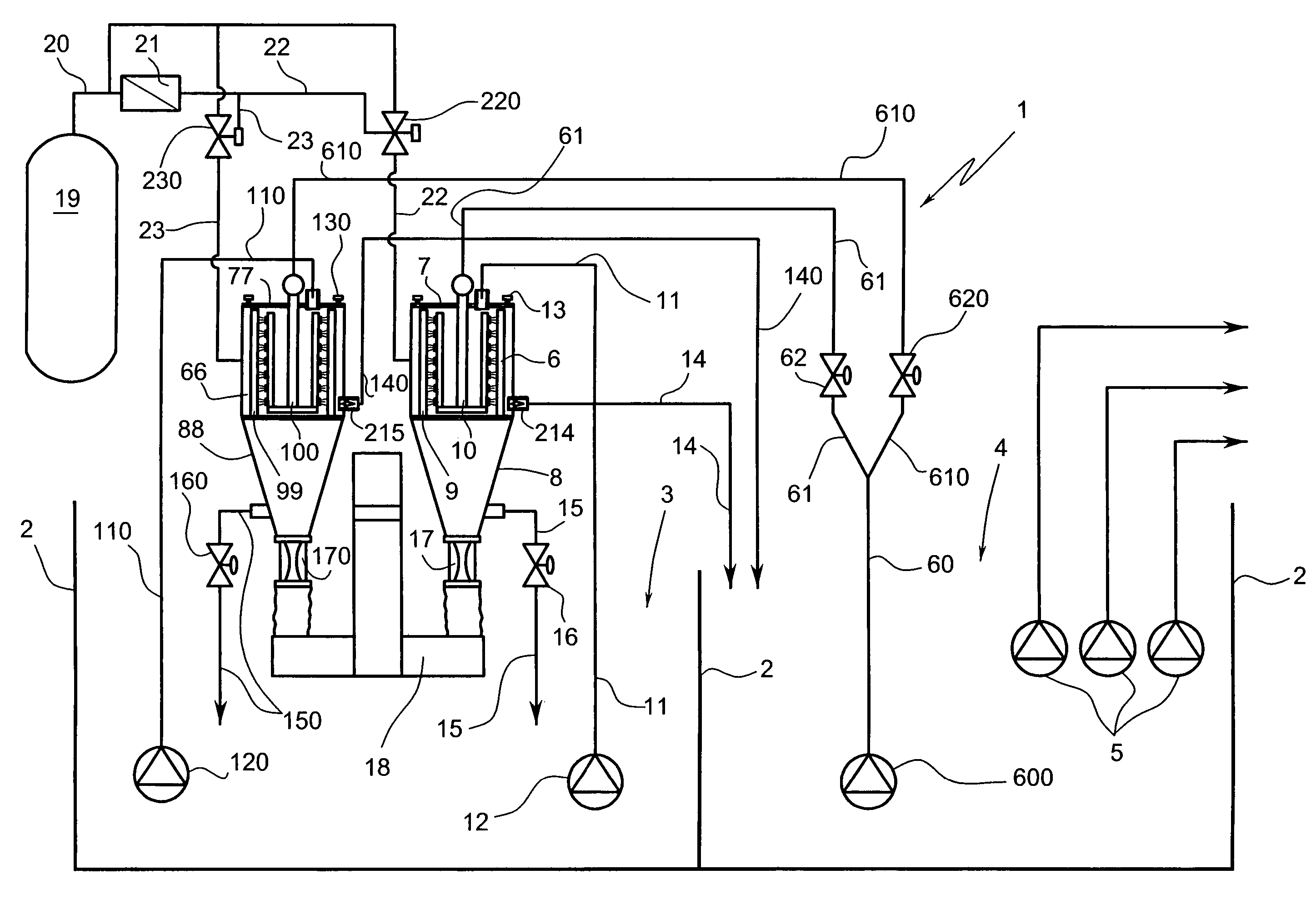 Plant and method for the treatment of the recovery cooling fluid in mechanical processing plants