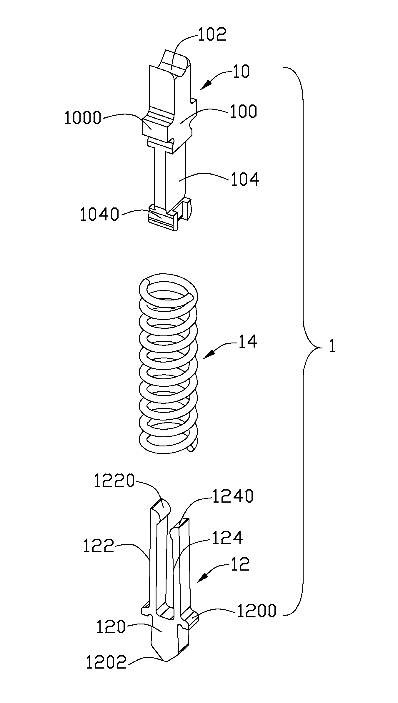 Composite contact assembly having lower contact with contact engaging points offset from each other