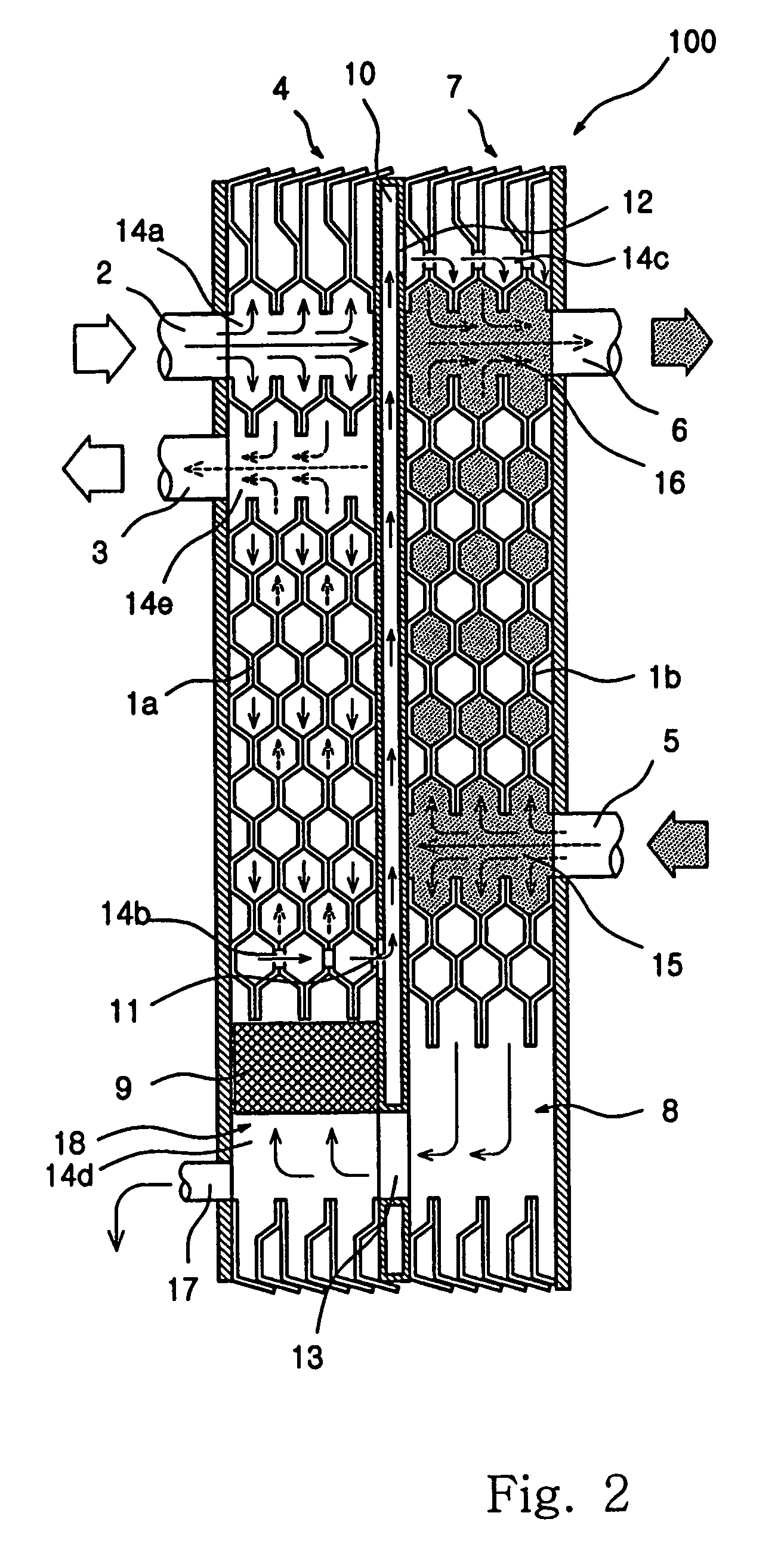 Plate heat exchanger with condensed fluid separating functions