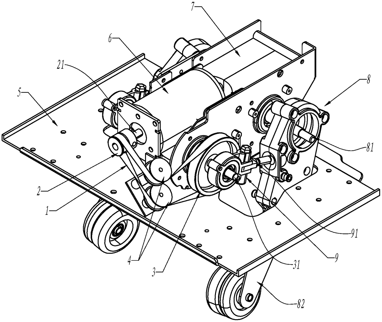 Belt transmission structure and massage manipulator