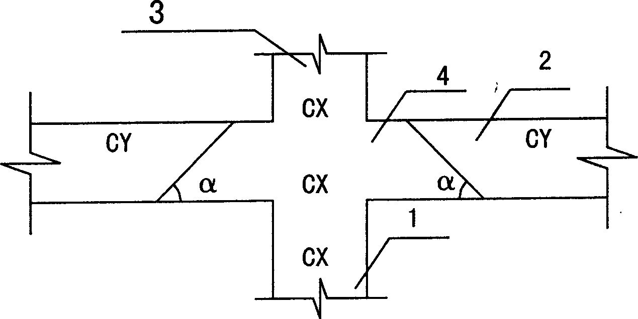 Bean column node unequal strength concrete replacing structure and its construction method