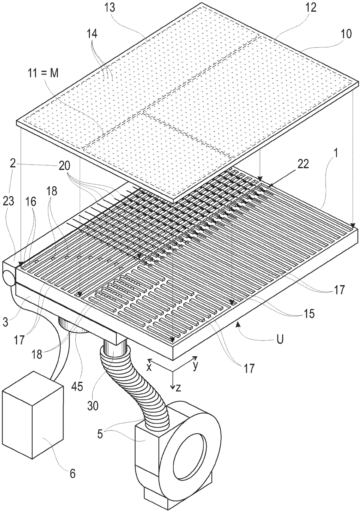 Apparatus for fixing objects by means of vacuum