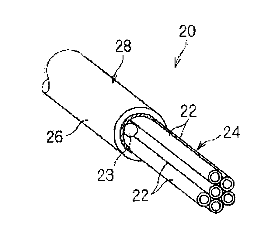 Connector-connecting terminal treatment structure for shielded wires and method of producing connector-connecting terminal treatment structure for shielded wires