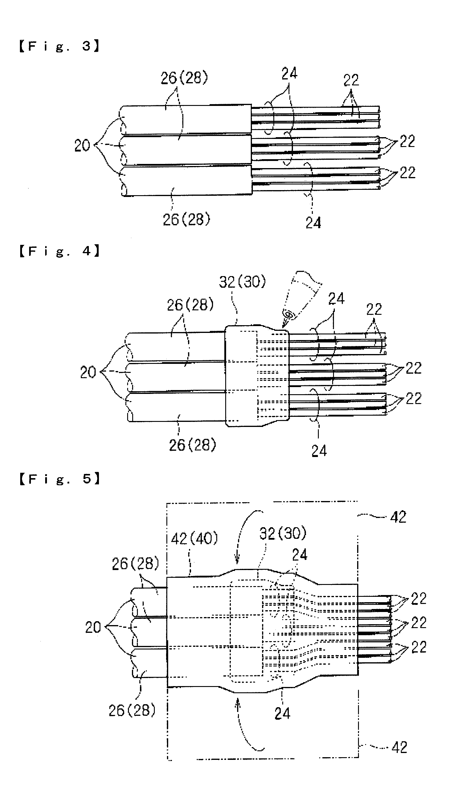 Connector-connecting terminal treatment structure for shielded wires and method of producing connector-connecting terminal treatment structure for shielded wires