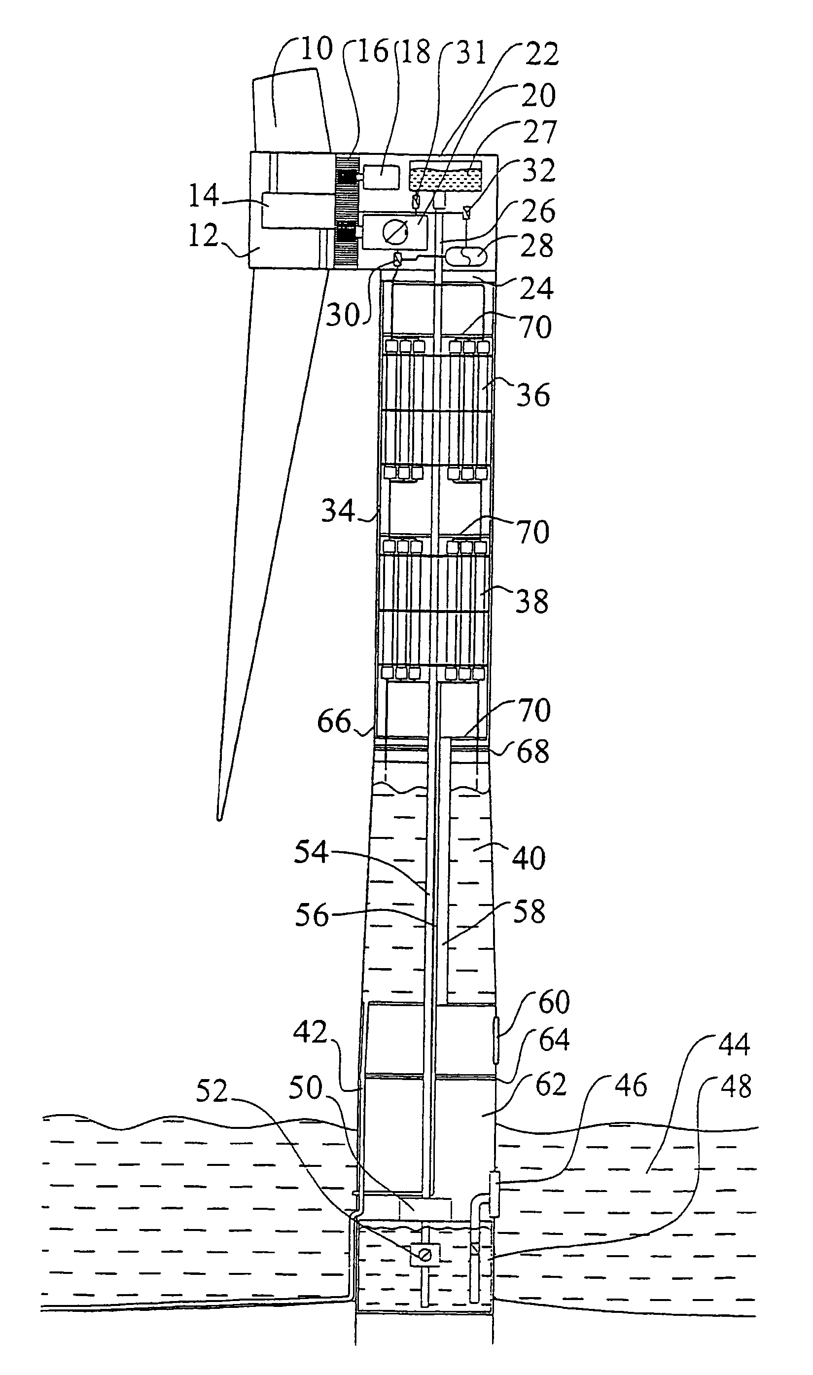 Wind energy installation comprising a seawater or brackish water desalination plant