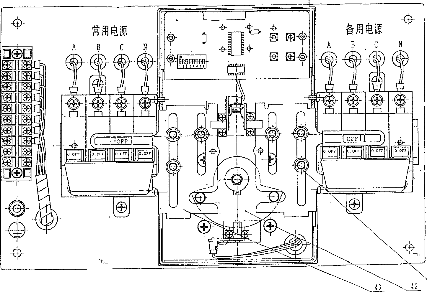 Method and device for positioning working position of double power supply switch device circuit breaker