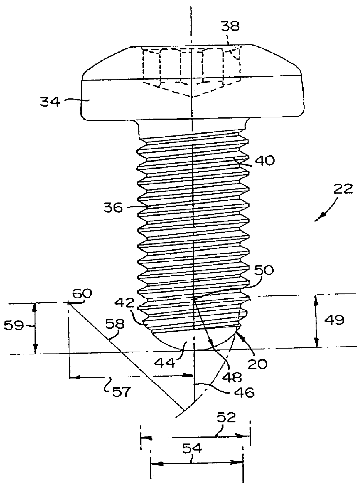 Method of forming a short point anti-cross threading member