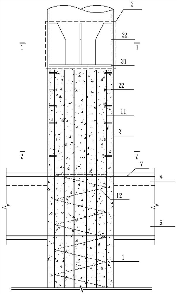 Nested steel column-concrete column connecting structure