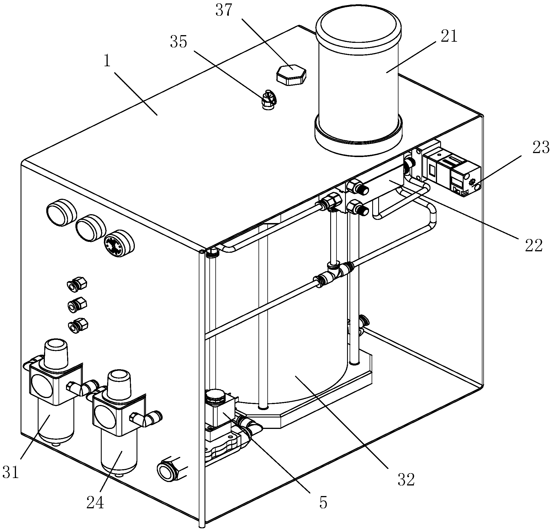 Oil water gas three-phase energy-saving minimal quantity lubrication system