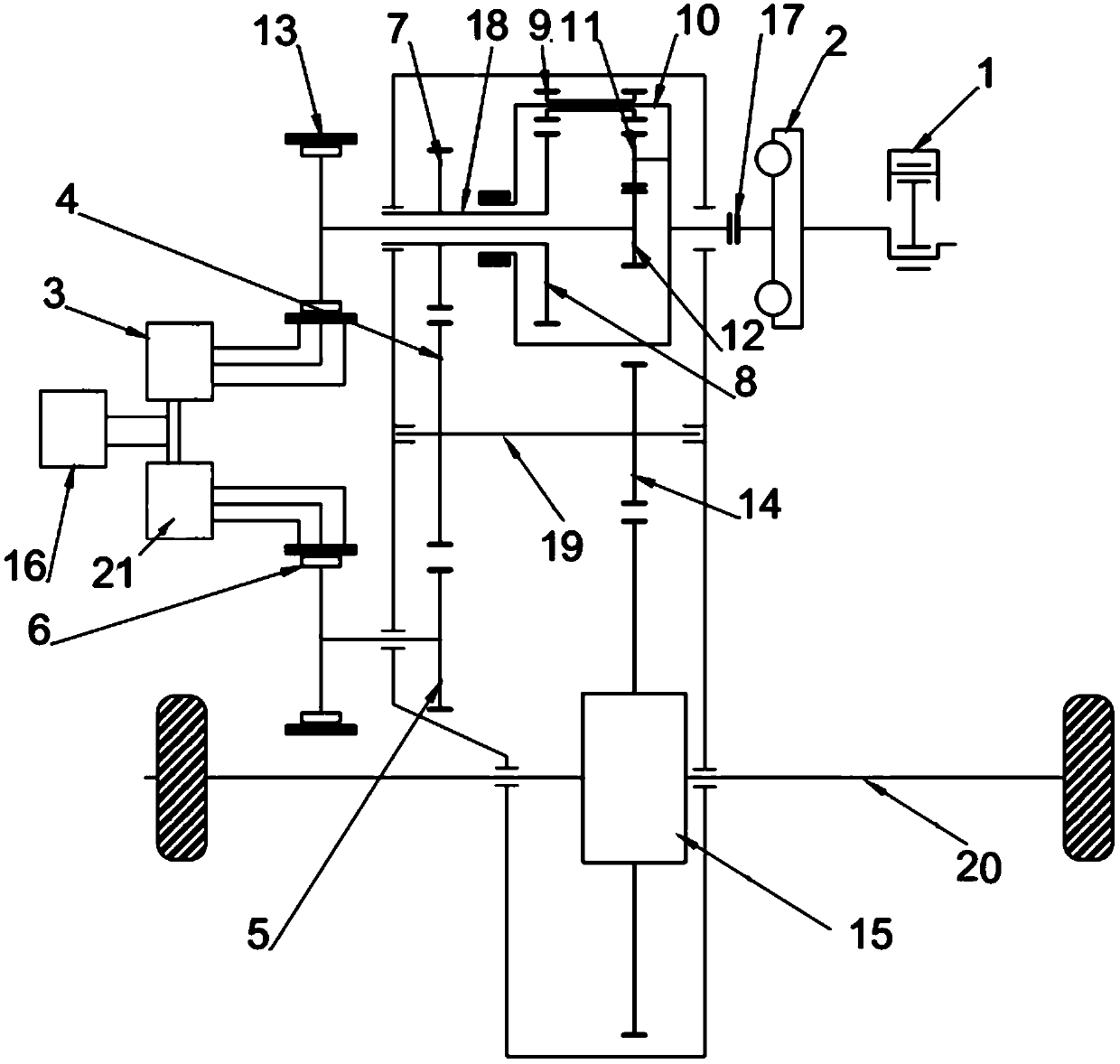 Cylindrical gear type power dividing power system