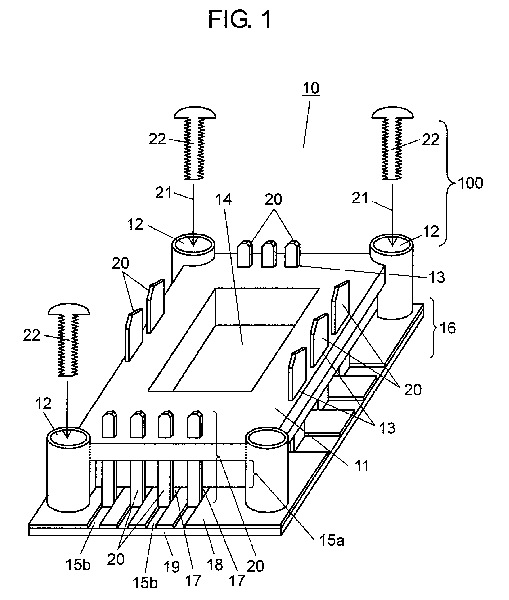 Heat dissipating structure base board, module using heat dissipating structure base board, and method for manufacturing heat dissipating structure base board