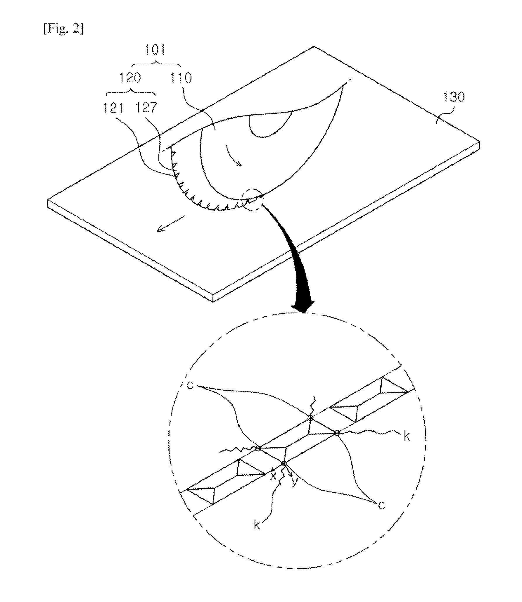 Scribing wheel having fine structure recess