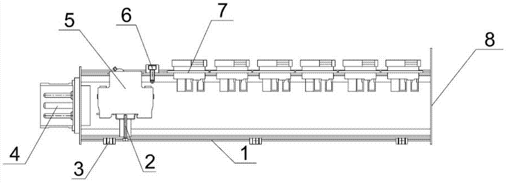 Single-phase box body power supply structure branched by three phases